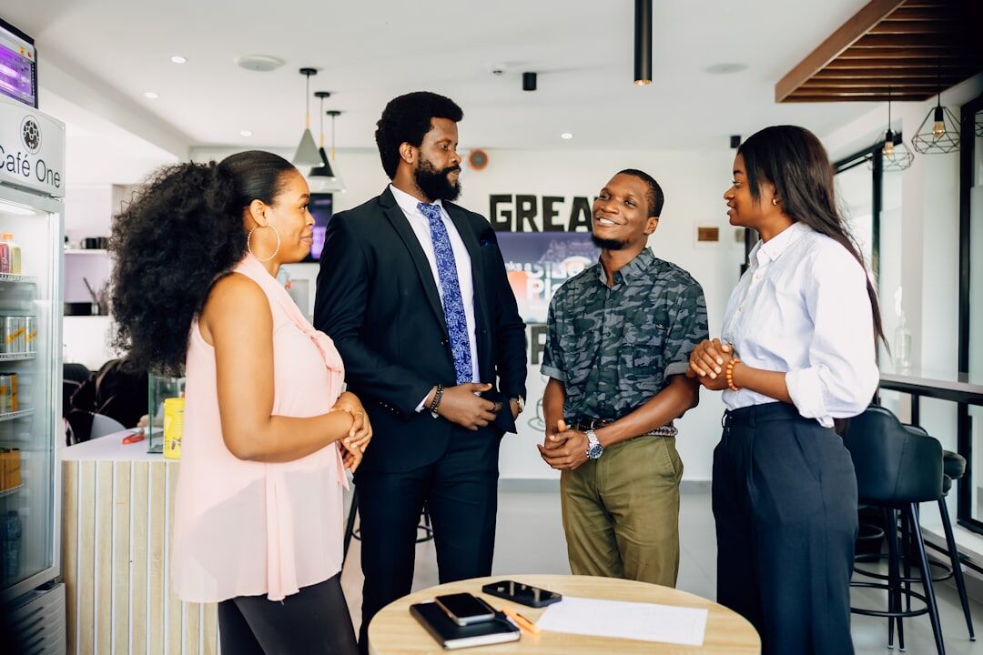 Business networking event with professionals mingling